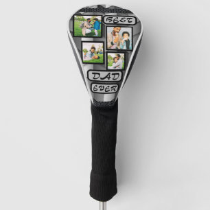 Bester Vater je Moderner Grauer Vater 4 FotoCollag Golf Headcover