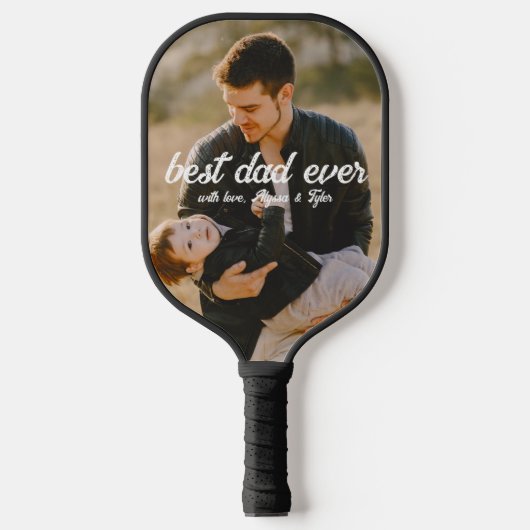Bester Vater je | Modernes 2 Foto Pickleball Schläger (Vorderseite)