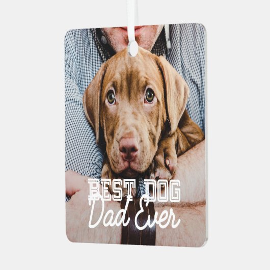 Bester Vater je Modernes, benutzerdefiniertes Foto Ornament Aus Metall (Vorderseite links)