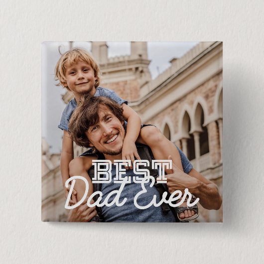 Bester Vater je Modernes Cooles Stitch-Foto Button (Vorderseite)