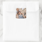 Bester Vater je Modernes Cooles Stitch-Foto Quadratischer Aufkleber (Tasche)