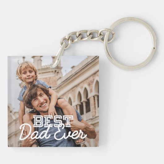 Bester Vater je Modernes Cooles Stitch-Foto Schlüsselanhänger (Rückseite)