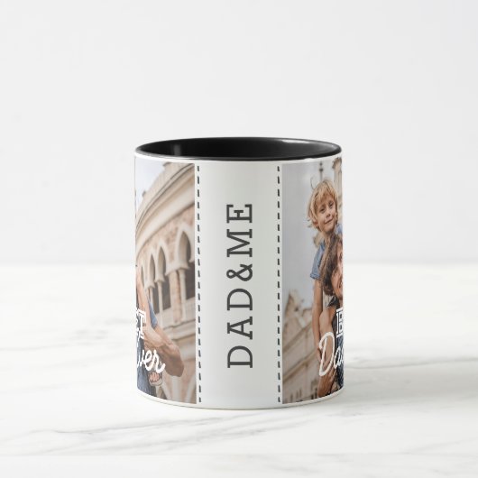 Bester Vater je Modernes Cooles Stitch-Foto Tasse (Zentrum)