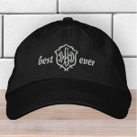 Bester Vater je Modernes einfaches Monogramm Bestickte Baseballkappe<br><div class="desc">Bester Vater je einfache Typografie.</div>