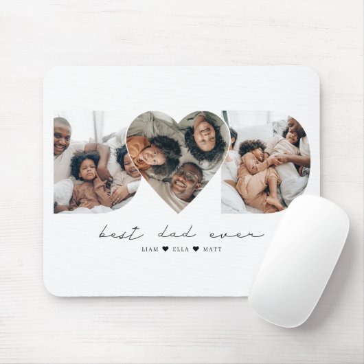 Bester Vater je Modernes Foto Collage Geschenk für Mousepad (Mit Mouse)