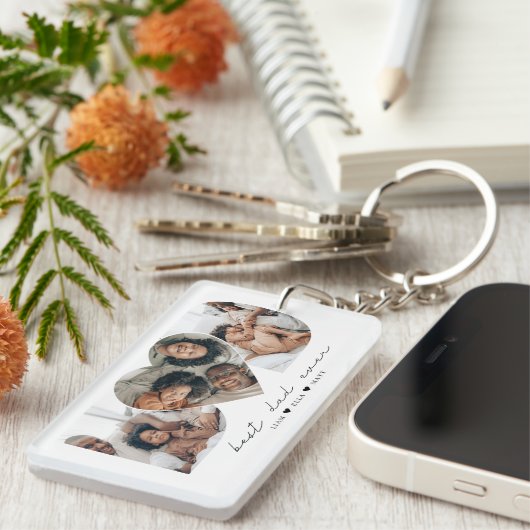 Bester Vater je Modernes Foto Collage Geschenk für Schlüsselanhänger (Vorderseite rechts)