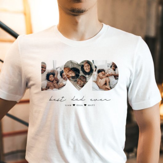 Bester Vater je Modernes Foto Collage Geschenk für T-Shirt