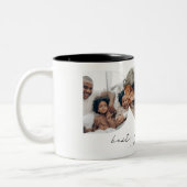 Bester Vater je Modernes Foto Collage Geschenk für Zweifarbige Tasse (Links)