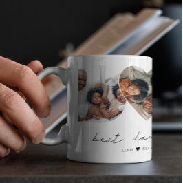 Bester Vater je Modernes Foto Collage Geschenk für Zweifarbige Tasse