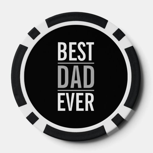 Bester Vater je | Modernes Schwarz Pokerchips (Rückseite)