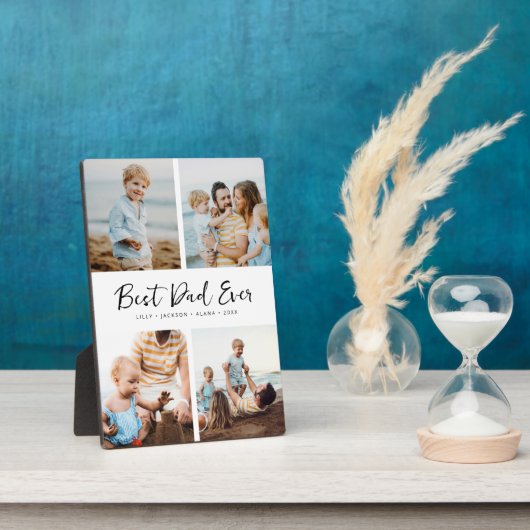 Bester Vater je Modernes Script 4 FotoCollage Fotoplatte (Seite)