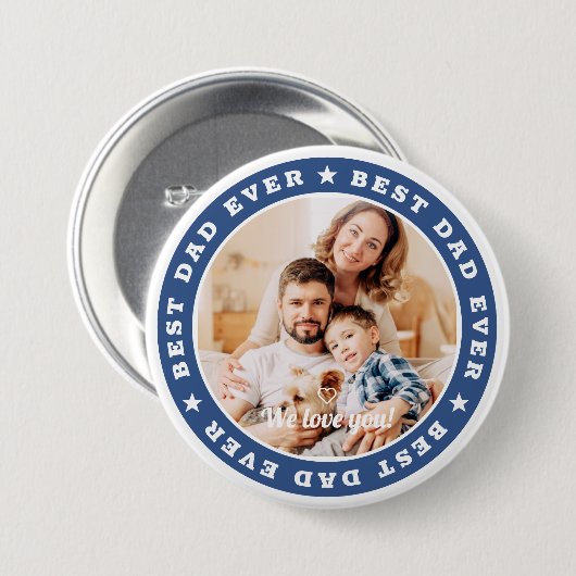 Bester Vater je Modernes Star Custom Foto Button (Vorne & Hinten)