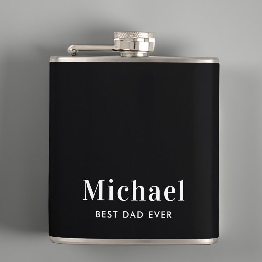 Bester Vater je Monogramm Schwarz Flachmann
