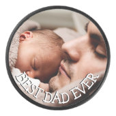 Bester Vater je nach Kundenwunsch Foto Eishockey Puck (Vorderseite)