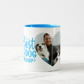 Bester Vater je Name Foto Pet Blau Zweifarbige Tasse (Mittel)