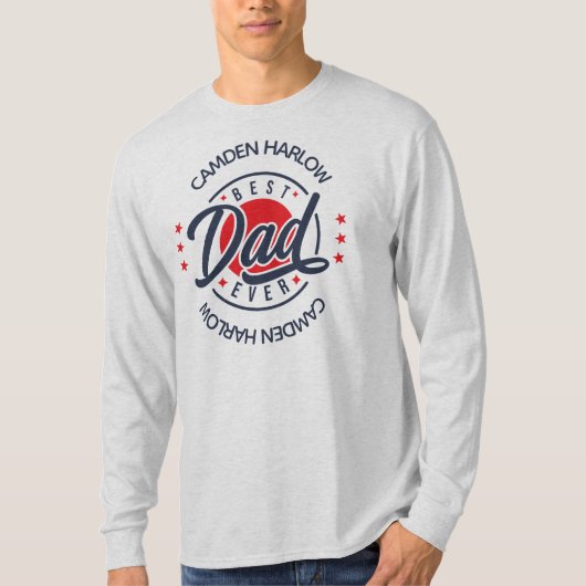 Bester Vater je Name Red White Blue T-Shirt (Vorderseite)