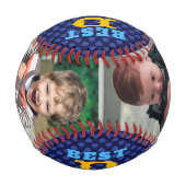 Bester VATER je Navy Blue Hearts FotoCollage Baseball (Rückseite)