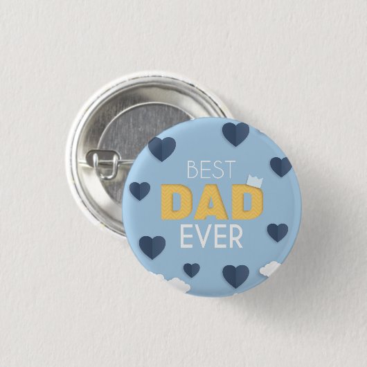 Bester Vater je, Niedlicher Vatertag Button (Vorne & Hinten)