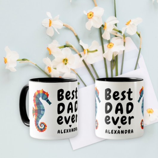 Bester Vater je Niedliches farbiges Seepferd Vater Tasse