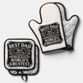 Bester Vater je Ofenhandschuh & Topflappen-Set (Vorderseite/Rückseite)