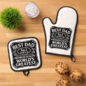 Bester Vater je Ofenhandschuh & Topflappen-Set (Oben Unten)