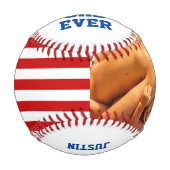 Bester Vater je Patriotic Red White Blue Foto Baseball (Vorderseite)