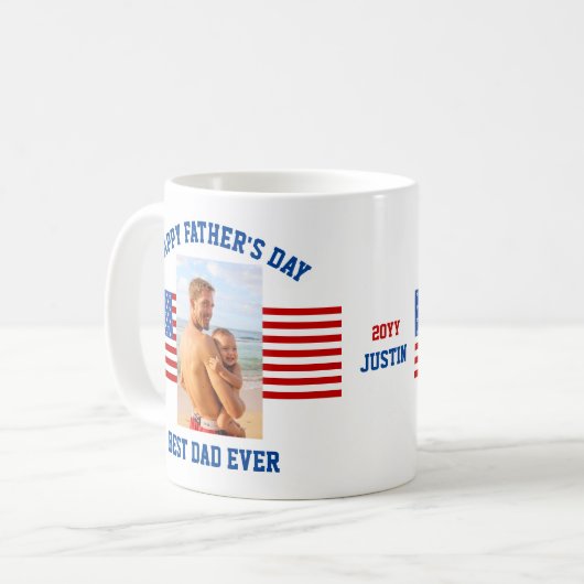Bester Vater je Patriotic Red White Blue Foto Kaffeetasse (Vorderseite Links)