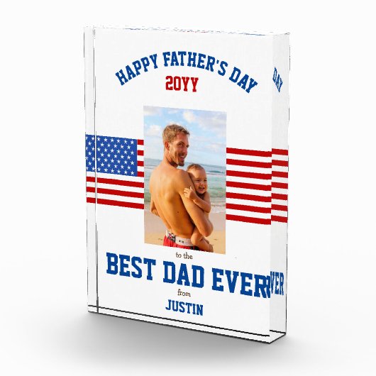 Bester Vater je Patriotic Red White Blue Fotoblock (Rechts)