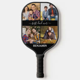 Bester Vater je Personalisiert 4 Fotos Vatertag Pickleball Schläger