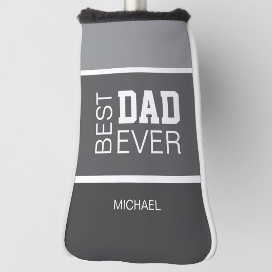 Bester Vater je Personalisierter Name Grau Golf Headcover (Rotieren 90)
