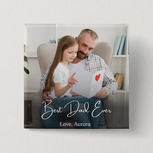 Bester Vater je Personalisiertes Foto Button (Vorderseite)