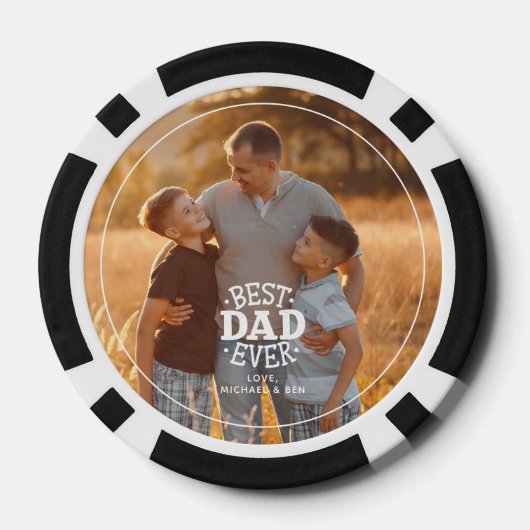 "Bester Vater je" Personalisiertes Foto Pokerchips (Rückseite)