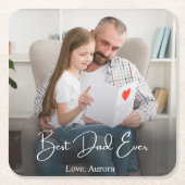 Bester Vater je Personalisiertes Foto Rechteckiger Pappuntersetzer (Vorderseite)