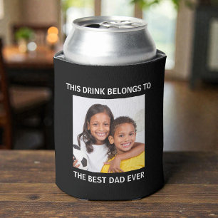 Bester Vater je Personalisiertes Foto Schwarz Dosenkühler