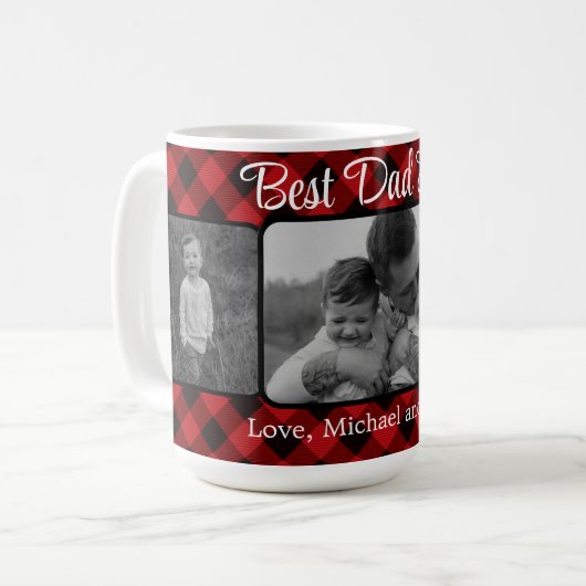 Bester Vater je personalisiertes Kariertes Muster Kaffeetasse (Vorderseite Links)
