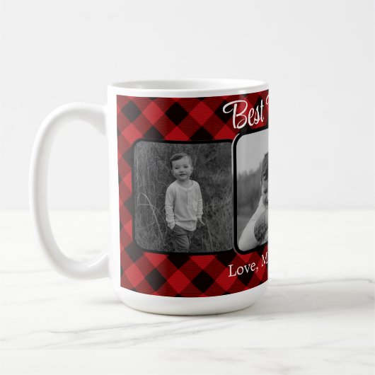 Bester Vater je personalisiertes Kariertes Muster Kaffeetasse (Links)