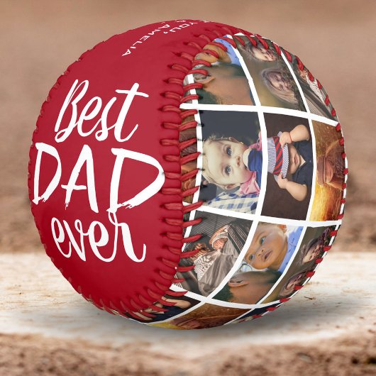 Bester Vater je Red 6 FotoCollage Baseball