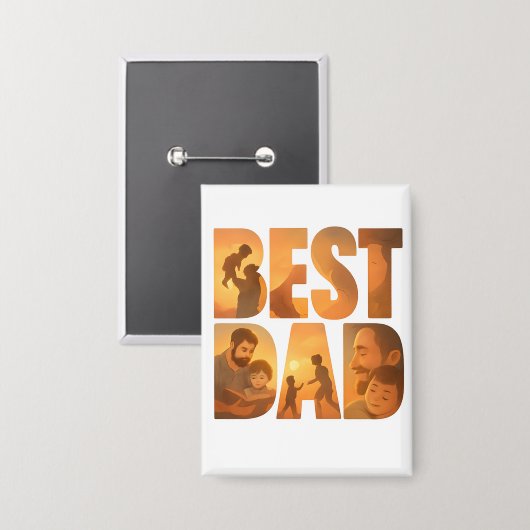 Bester Vater je Retro Button-Abzeichen Button (Vorderseite/Rückseite)
