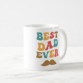 Bester Vater je Retro Groovy Text Mustache Kaffeetasse (VorderseiteRechts)