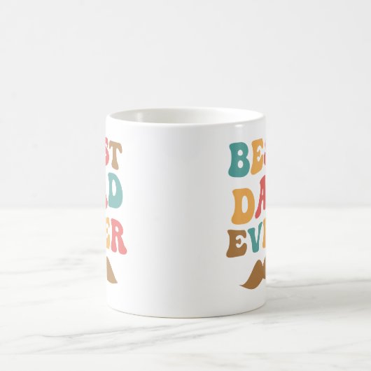 Bester Vater je Retro Groovy Text Mustache Kaffeetasse (Mittel)