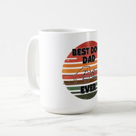 Bester Vater je - Retro Paw Bump Tasse (Vorderseite Links)