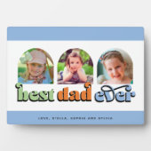 Bester Vater je Retro Text 3 Fotos Fotoplatte (Vorderseite)