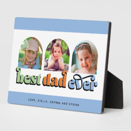 Bester Vater je Retro Text 3 Fotos Fotoplatte