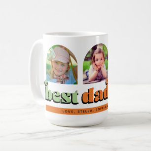 Bester Vater je Retro Text 3 Fotos Kaffeetasse