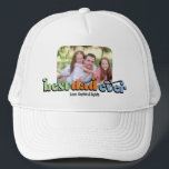Bester Vater je Retro-Text-Foto Truckerkappe<br><div class="desc">Dieses Foto ist ein perfektes Geschenk für Papa! Das Design besteht aus einem Foto mit abgerundeten Ecken und Retrotext "bester Papa je". Personalisieren Sie die Namen der Kinder.</div>