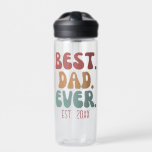 Bester Vater je Retro Vintag 70er Schriftart Vater Trinkflasche<br><div class="desc">Bester Papa je mit individualisierbarem festem Datum in Retro-Schriftart und Farben.</div>