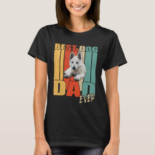 Bester Vater je Retro White German Shepherd Fath T-Shirt