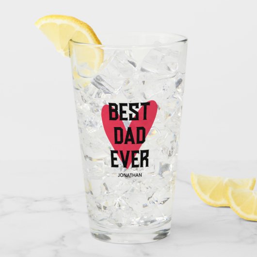 Bester Vater je rosa Herztag Vatertag Glas (Vorderseite Ice)