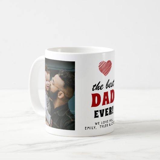 Bester Vater je Rotes Herz 2 Foto Kaffeetasse (Vorderseite Links)