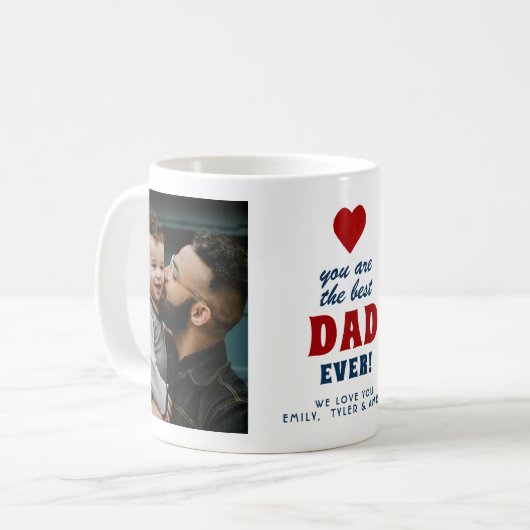 Bester Vater je Rotes Herz 2 Foto Kaffeetasse (Vorderseite Links)